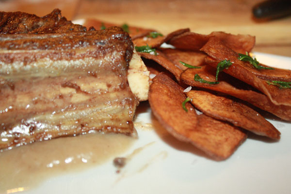 braised beef rib with rosemary chips