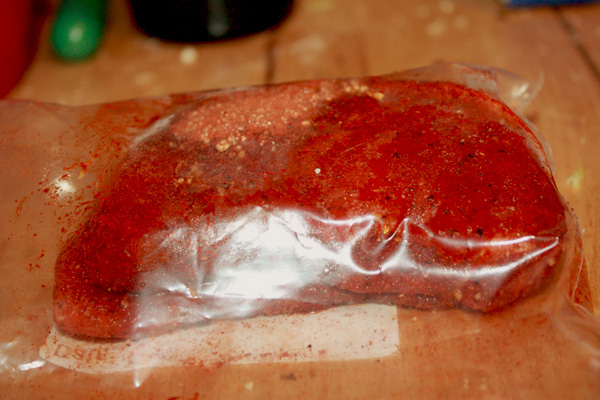 prep: put rubbed chops into a freezer bag